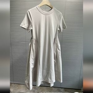 COS t-shirt dress,ruched waist,short sleeves,pockets!  Medium. Beige/Gray.